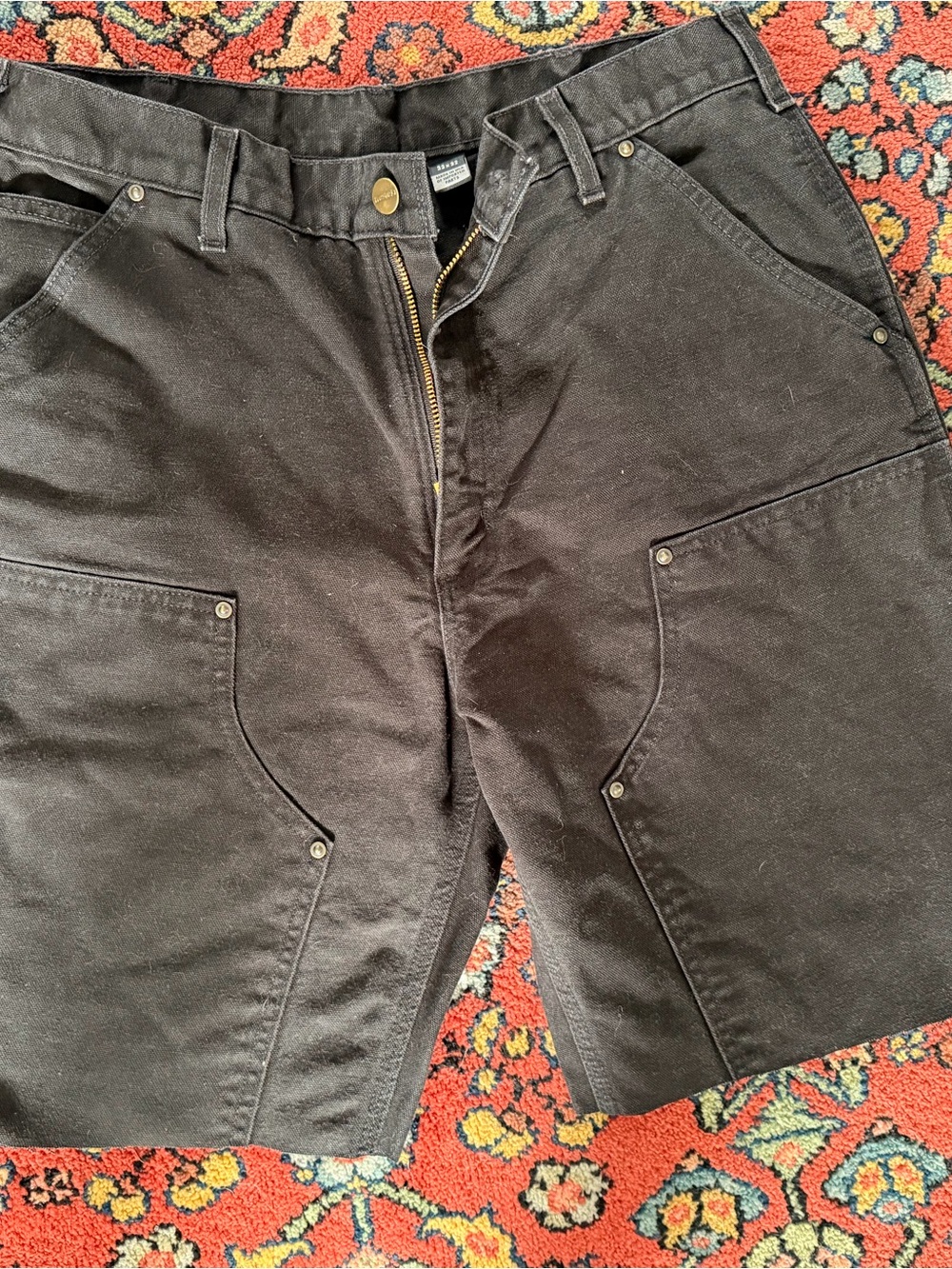 Carhartt Black Cargo Work Shorts (jorts) with Reinforced Pockets